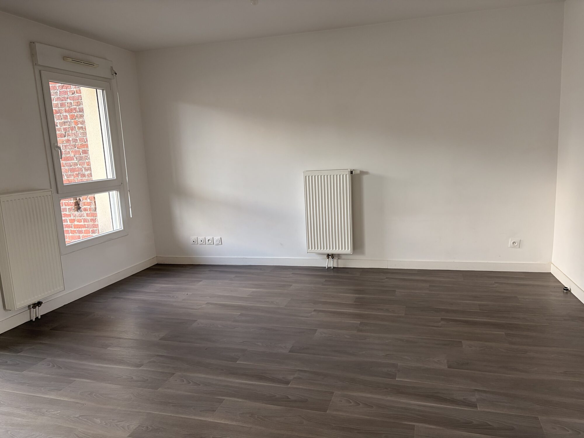 Séjour spacieux et lumineux avec parquet stratifié